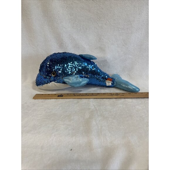 Adventure Planet Sequinimals Plush Dolphin Blue & Silver 17” Sequin - Picture 4 of 6